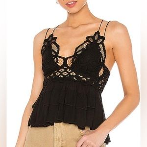 Free People NWT Adella Top M Black